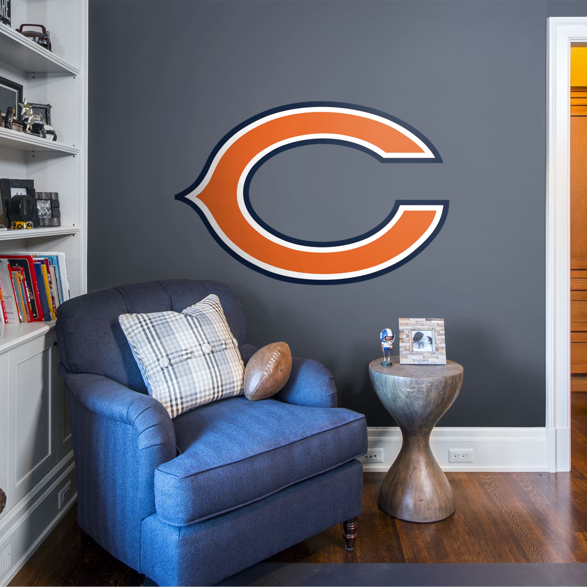 Chicago Bears: C Stacked Personalized Name - NFL Transfer Wall Decal in Orange (52W x 39.5H)