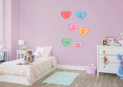 Valentine's Day:  Candy Hearts        -   Removable     Adhesive Decal