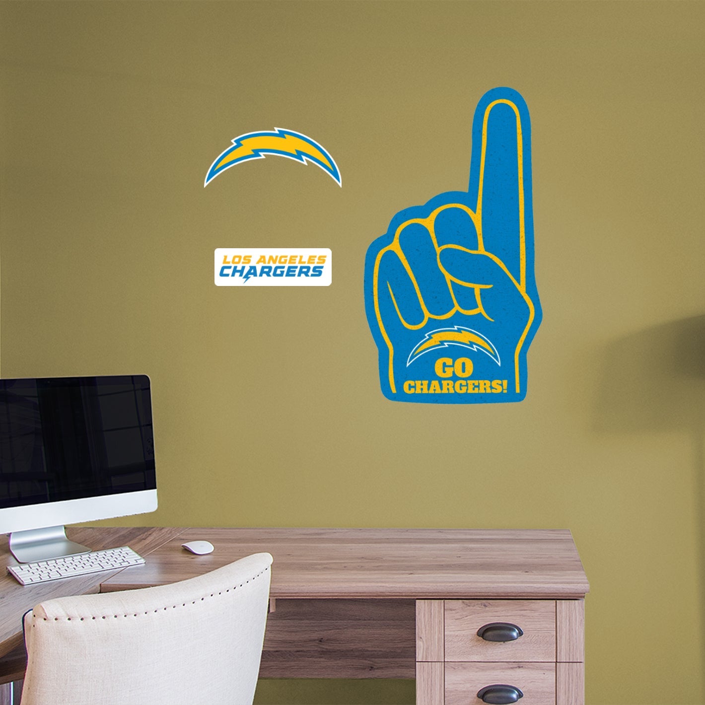 Los Angeles Chargers: Foam Finger - Officially Licensed NFL Removable Adhesive Decal