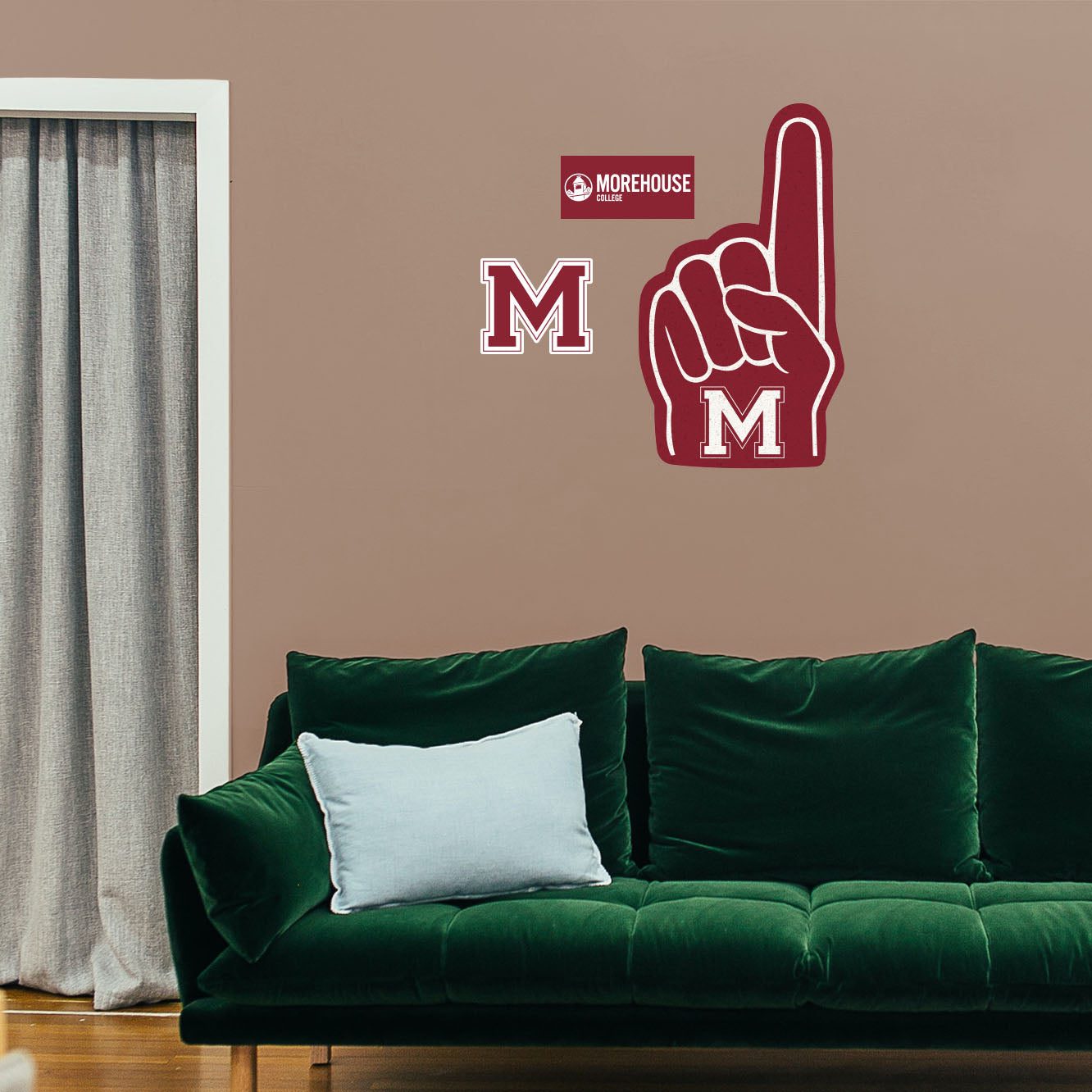 Morehouse Maroon Tigers: Foam Finger - Officially Licensed NCAA Removable Adhesive Decal