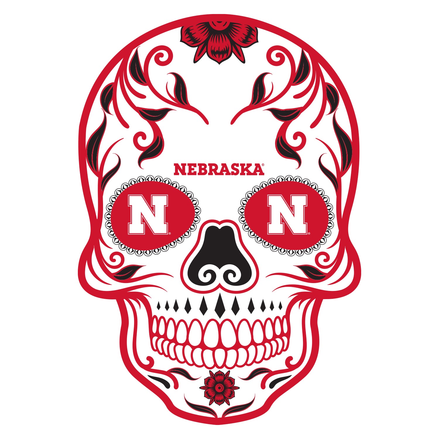 Nebraska Cornhuskers Sugar Skull Wood Sign – Cornbread Customs