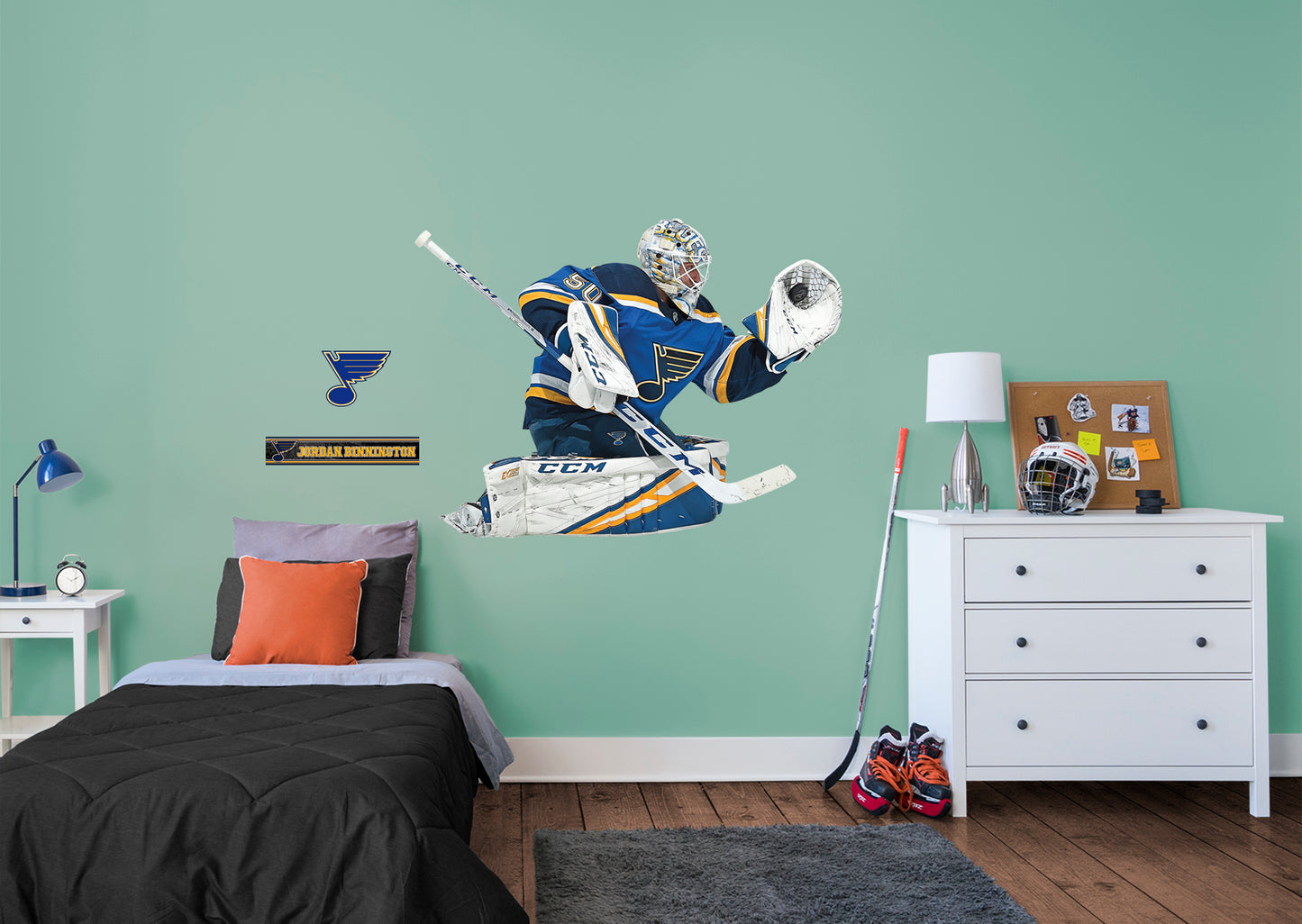 St. Louis Blues: Jordan Binnington         - Officially Licensed NHL Removable Wall   Adhesive Decal
