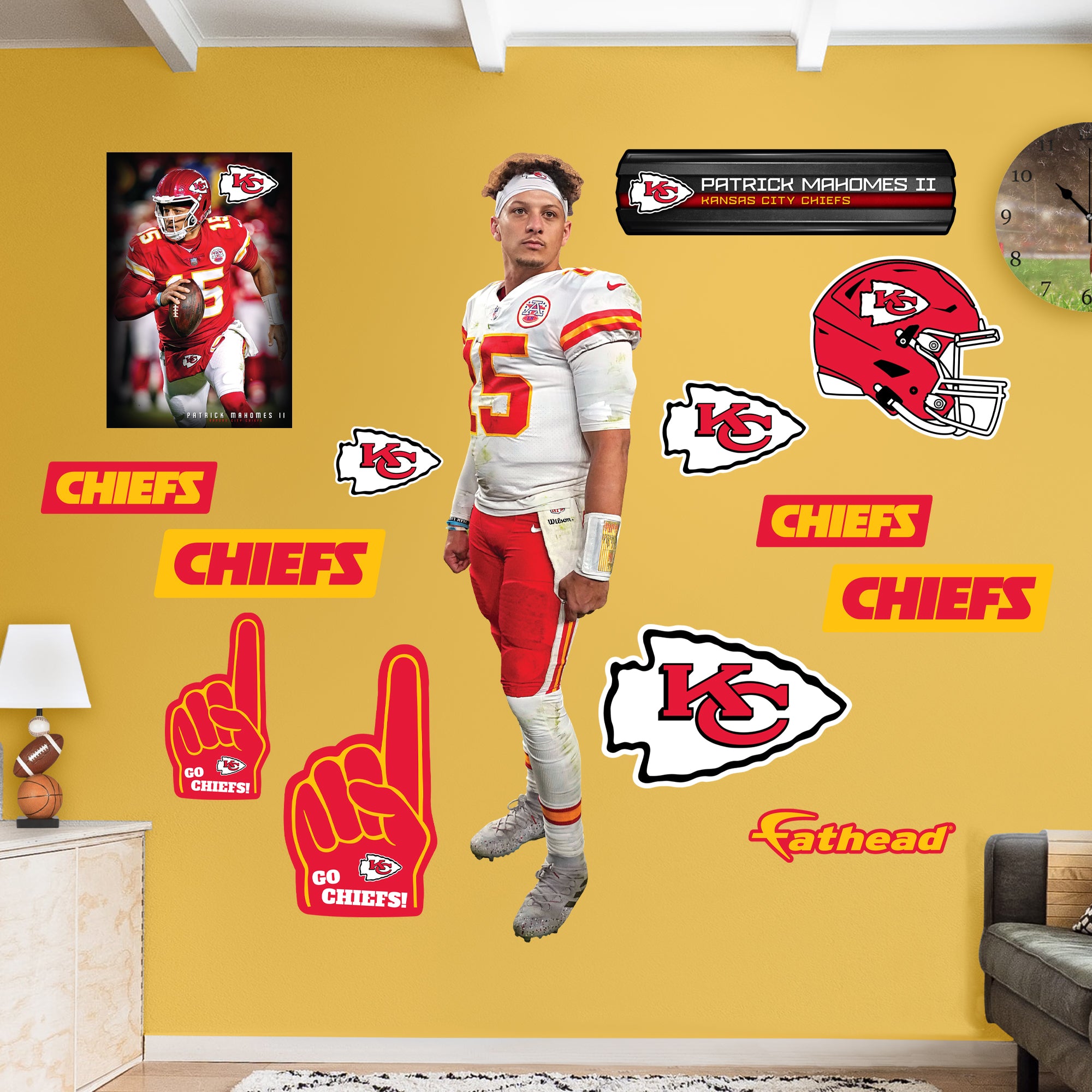 Kansas City Chiefs: Patrick Mahomes II 2022 Celebration - NFL Removable Adhesive Wall Decal XL