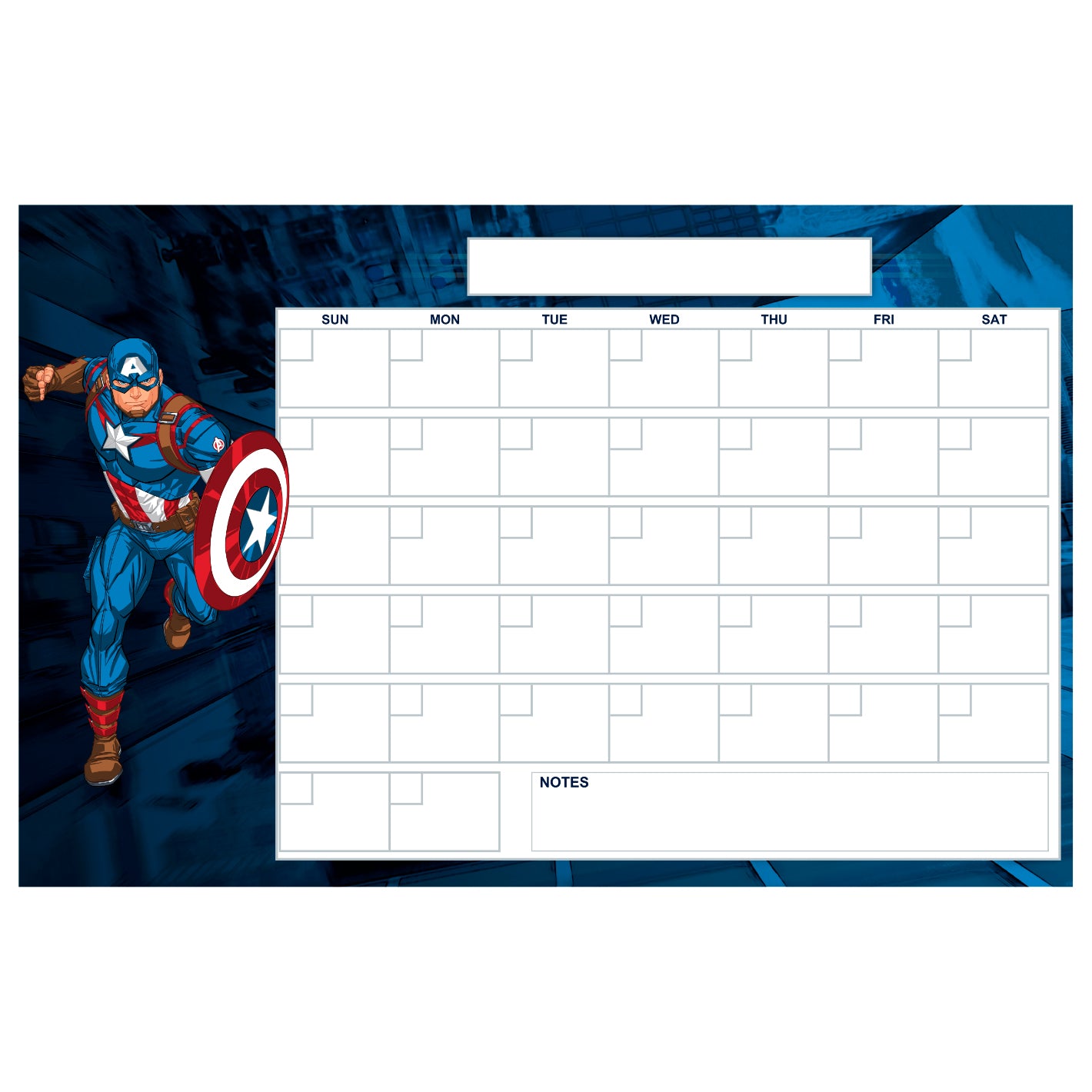 Avengers CAPTAIN AMERICA Blank Calendar Dry Erase Officially Licens avengers-captain-america-blank-calendar-dry-erase-officially-licens