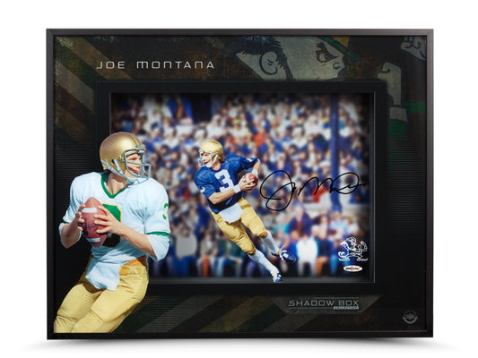 Joe Montana Roll Out Notre Dame 16X20 Shadow Box- Framed