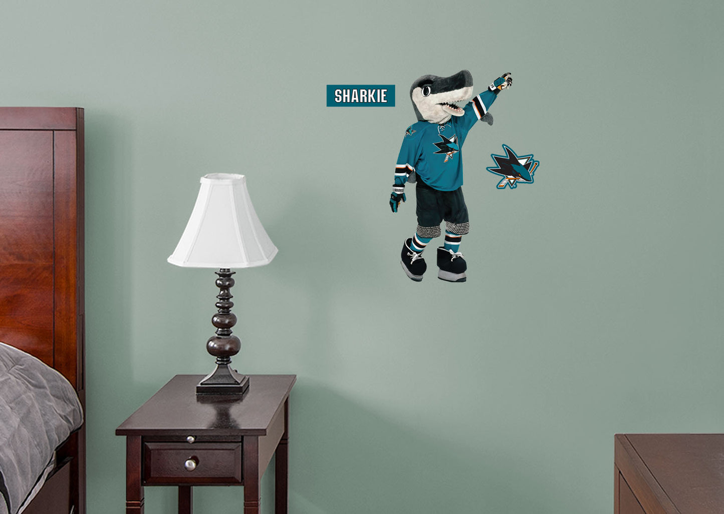 San Jose Sharks: S.J. Sharkie  Mascot        - Officially Licensed NHL Removable Wall   Adhesive Decal