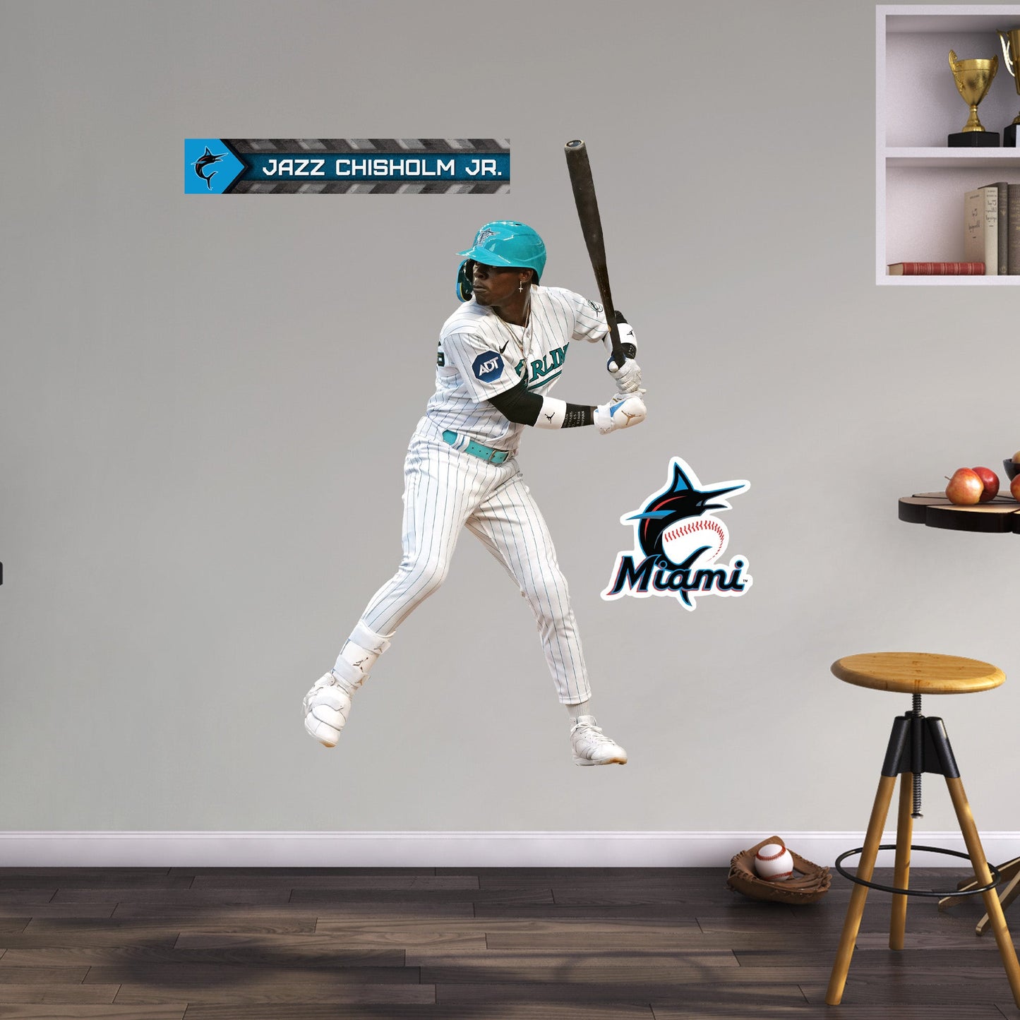 Miami Marlins: Jazz Chisholm Jr.  Throwback        - Officially Licensed MLB Removable     Adhesive Decal