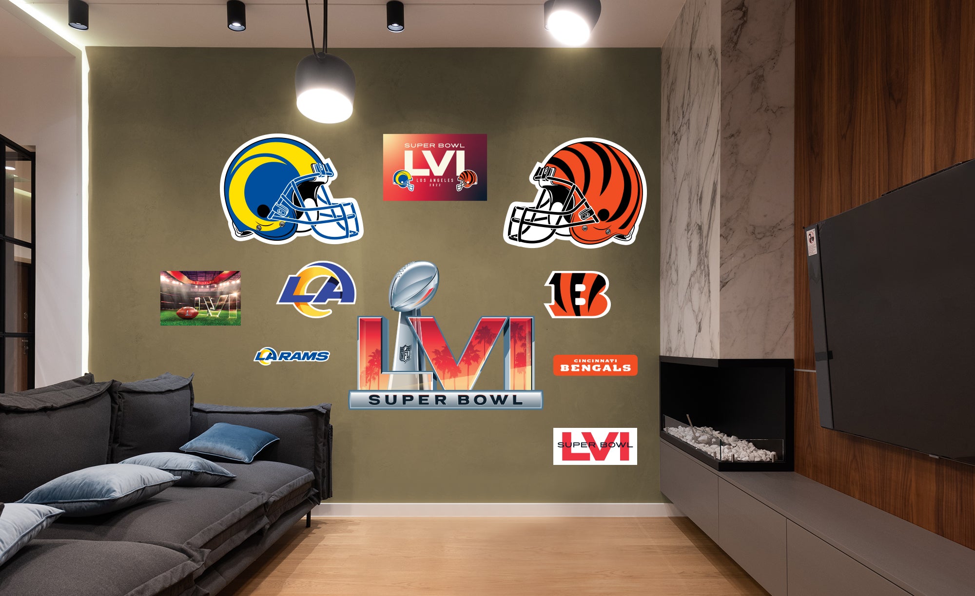 Los Angeles Rams - Cincinnati Bengals for Los Angeles Rams Cincinnati Bengals: Super Bowl LVI Party Pack - NFL Removable Adhesive Wall Decal 10 Wall