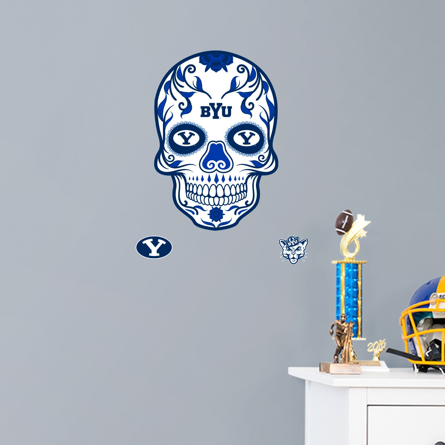 BYU Cougars:   Skull        - Officially Licensed NCAA Removable     Adhesive Decal