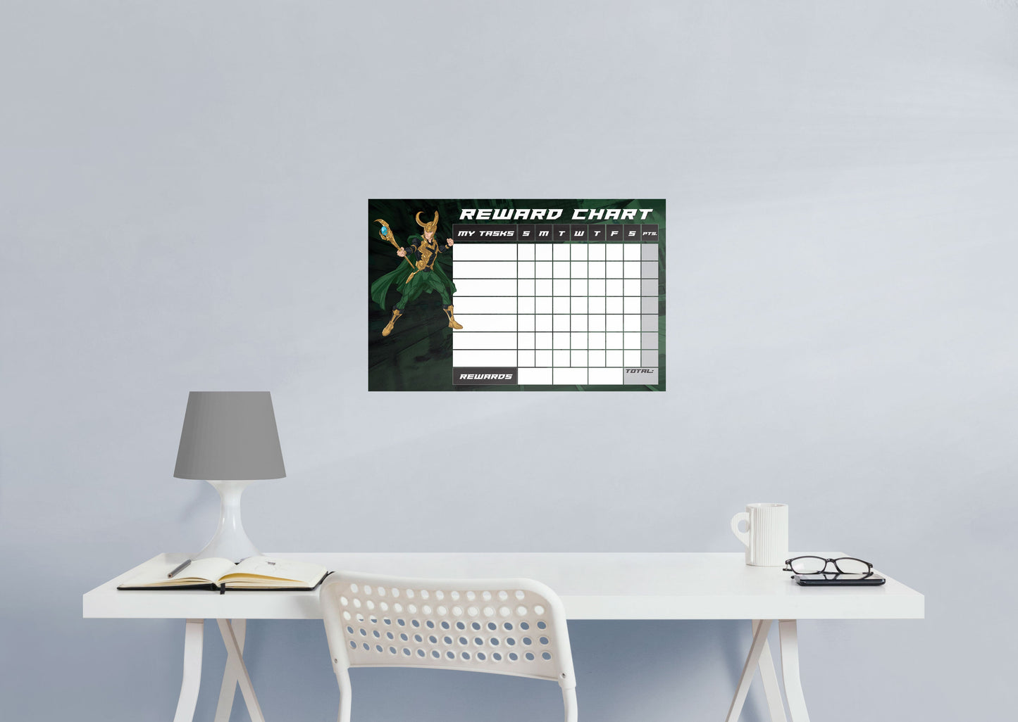 Avengers: LOKI Reward Chart Dry Erase        - Officially Licensed Marvel Removable Wall   Adhesive Decal