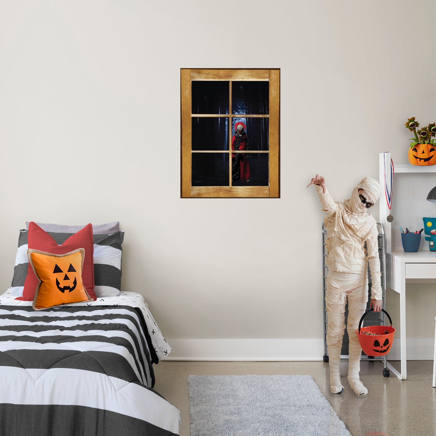 Scary Clowns:  Scary Clown Instant Window        -   Removable     Adhesive Decal