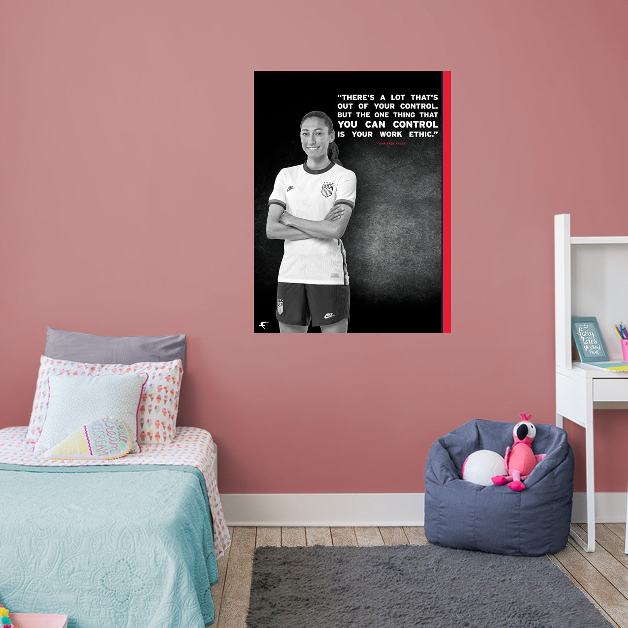 Christen Press  Inspirational Poster        - Officially Licensed USWNT Removable     Adhesive Decal