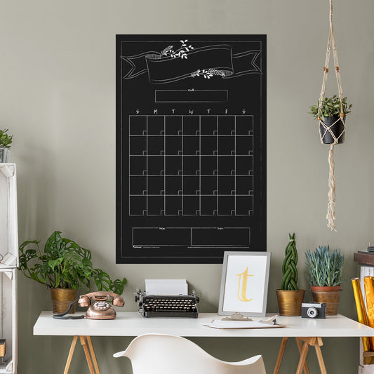 One Month Calendar: Chalkboard Banner Design - Removable Dry Erase Vinyl Decal