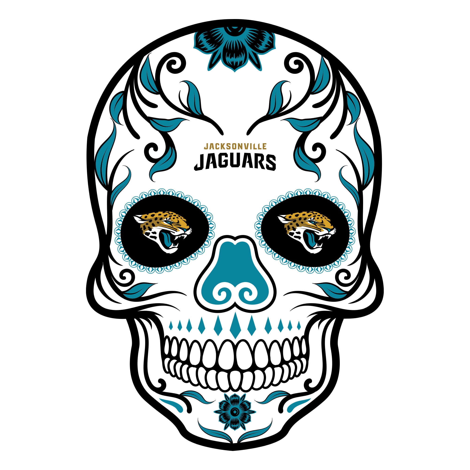 Jacksonville Jaguars Skull Helmet Large Print - Car Wall Decal