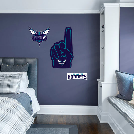 Charlotte Hornets: Foam Finger - Officially Licensed NBA Removable Adhesive Decal