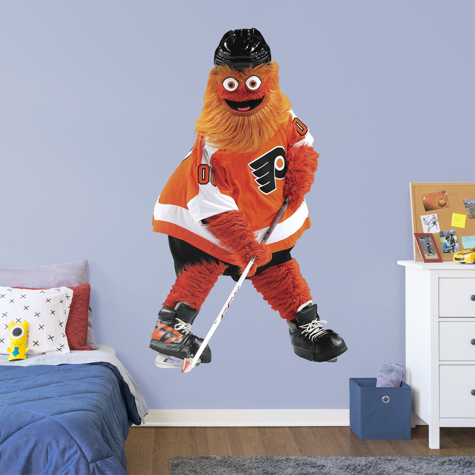 Philadelphia Flyers: Gritty Mascot - NHL Removable Wall Decal Giant Mascot + 2 Team Wall Decals