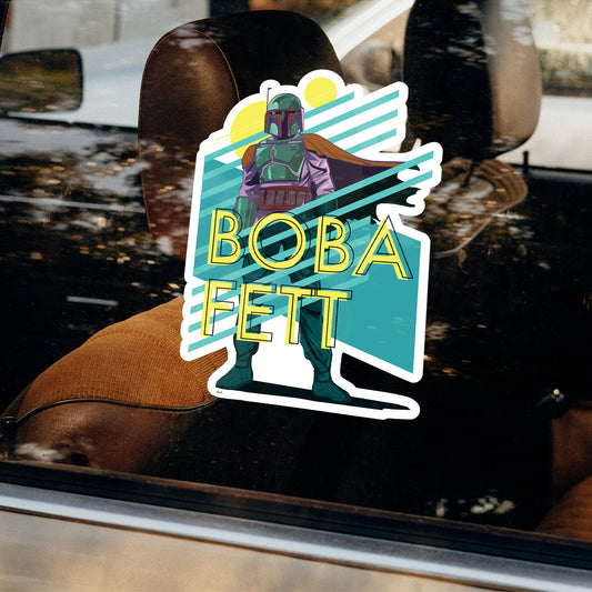 Boba Fett Neon Lines Window Cling        - Officially Licensed Star Wars Removable Window   Static Decal