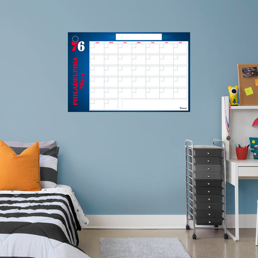 Philadelphia 76ers Dry Erase Calendar  - Officially Licensed NBA Removable Wall Decal