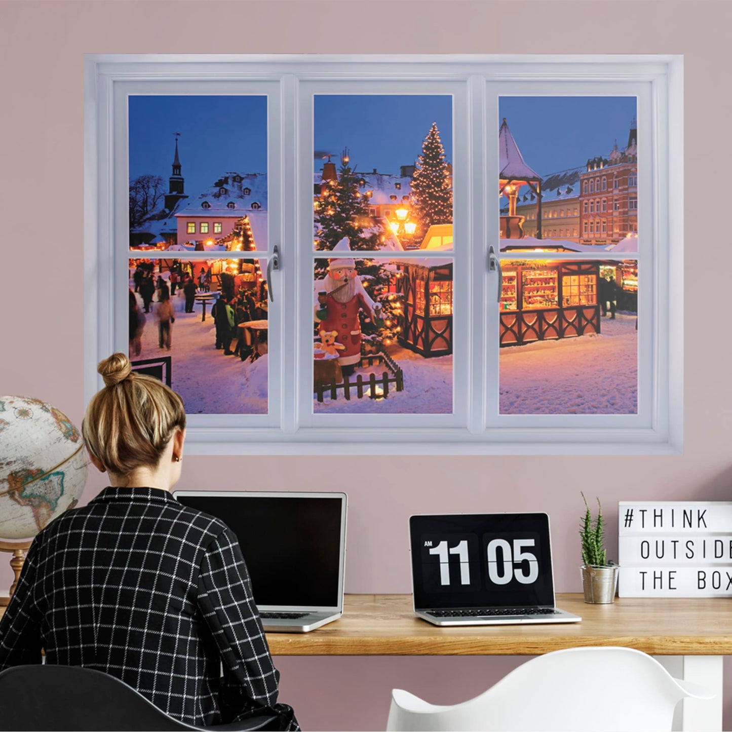 Instant Window: Christmas Market at Night - Removable Wall Graphic