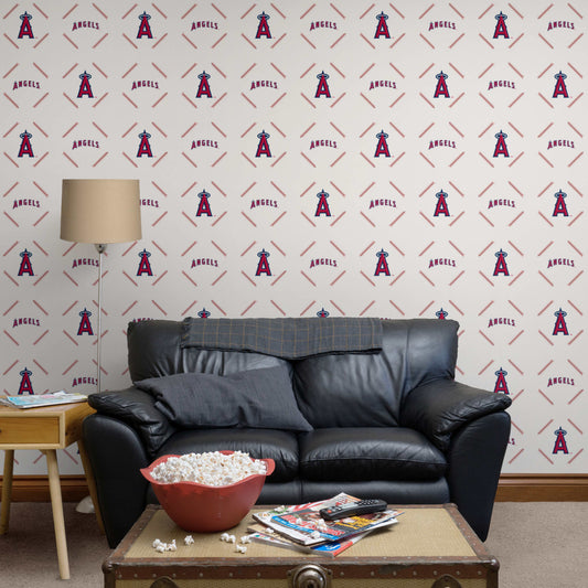 Los Angeles Angels: Stitch Pattern - Officially Licensed MLB Peel & Stick Wallpaper