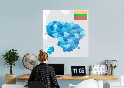 Maps of Europe: Lithuania Mural        -   Removable Wall   Adhesive Decal