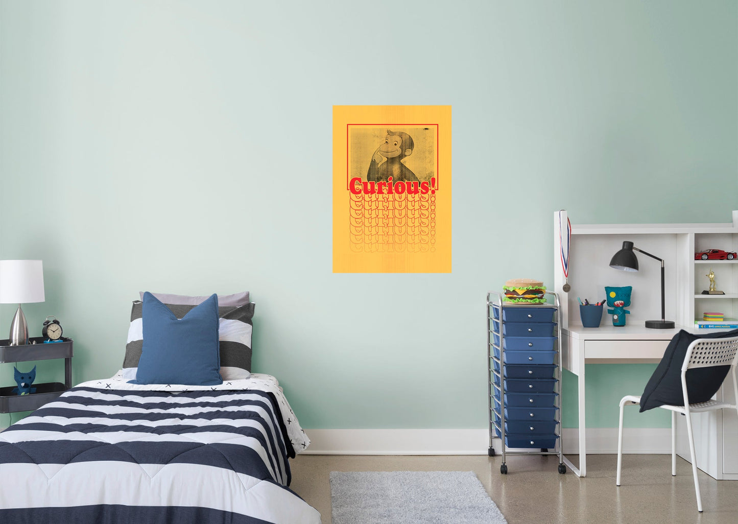 Curious George:  Curious Repeated Mural        - Officially Licensed NBC Universal Removable Wall   Adhesive Decal