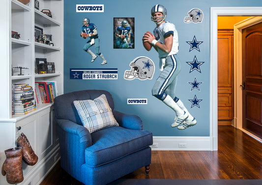 Dallas Cowboys: Roger Staubach  Legend        - Officially Licensed NFL Removable Wall   Adhesive Decal