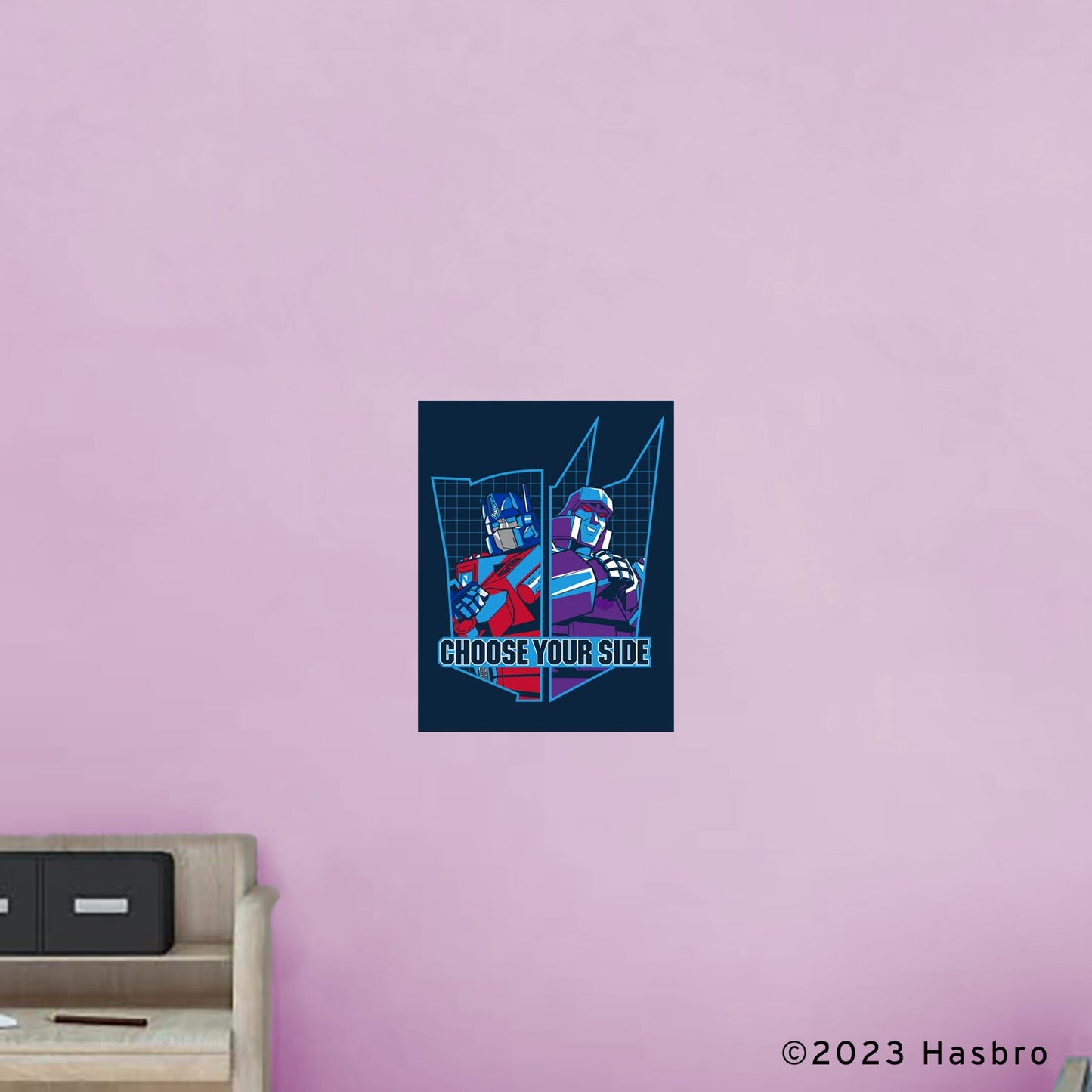 Transformers Classic: Optimus Prime & Megatron Choose Your Side Poster - Officially Licensed Hasbro Removable Adhesive Decal