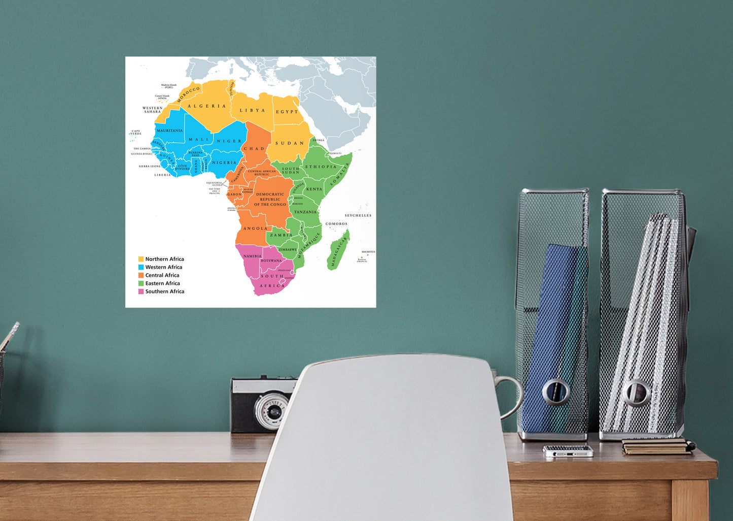 Maps: Regions of Africa Mural        -   Removable Wall   Adhesive Decal