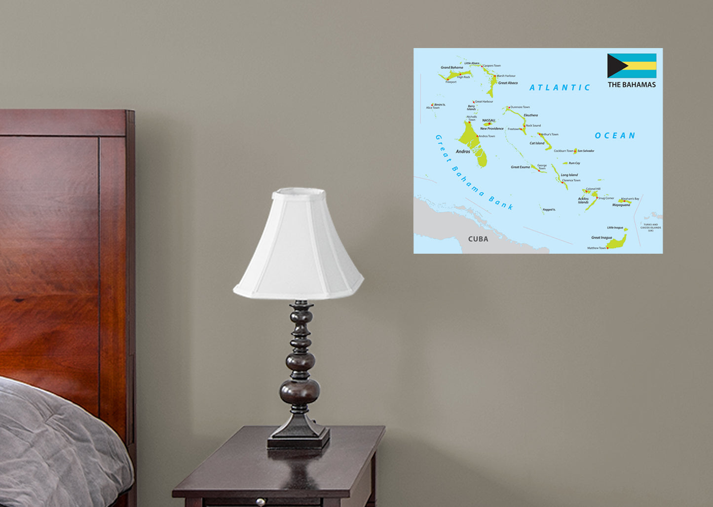 Maps of North America: Bahamas Mural        -   Removable Wall   Adhesive Decal