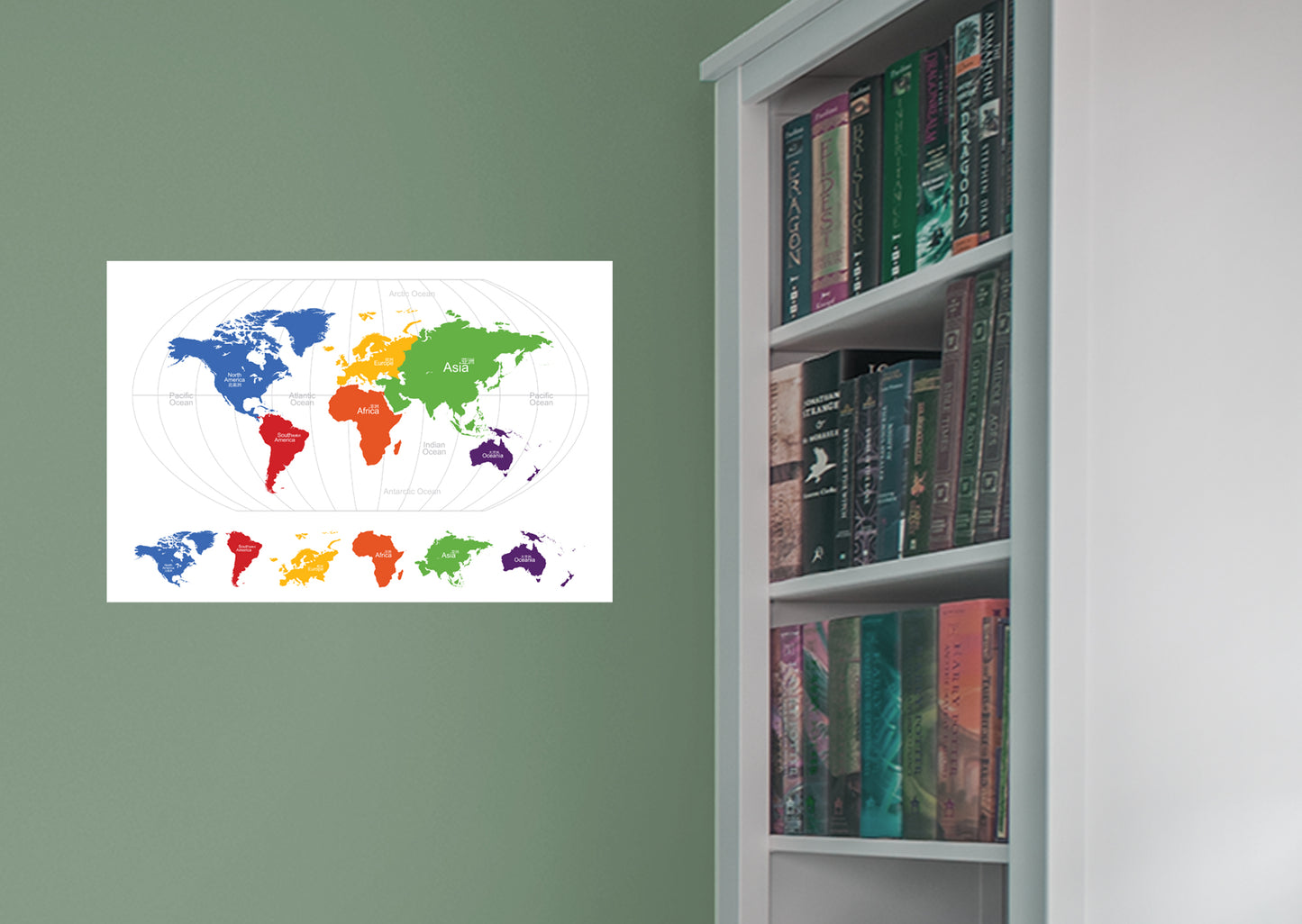 World Maps:  World Map on Globe Mural        -   Removable Wall   Adhesive Decal