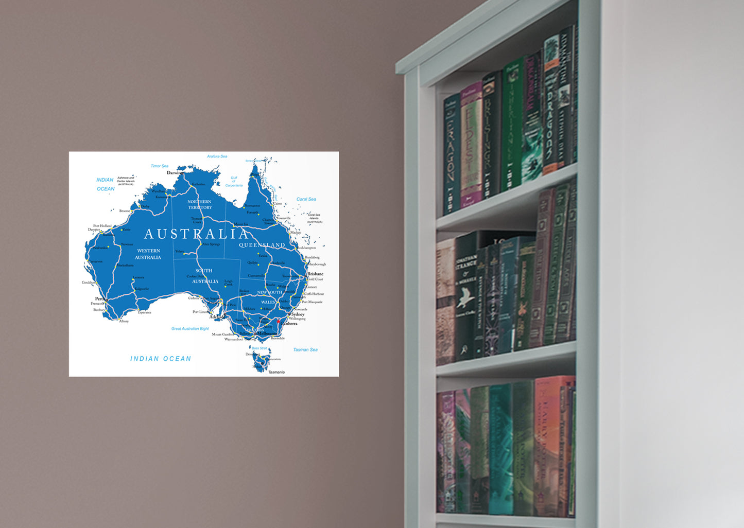 Maps: Australia Blue Mural        -   Removable Wall   Adhesive Decal