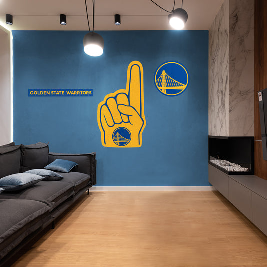 Golden State Warriors: Foam Finger - Officially Licensed NBA Removable Adhesive Decal