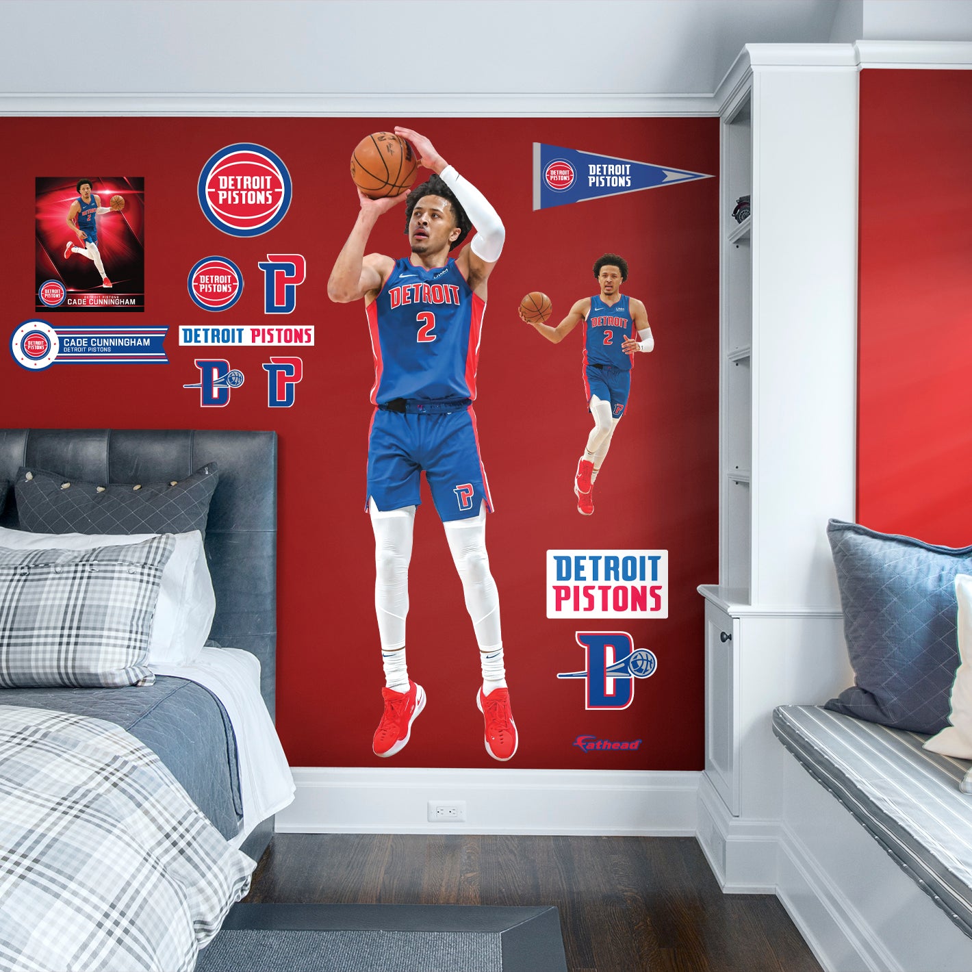 Detroit Pistons: Cade Cunningham 2022 - NBA Removable Adhesive Wall Decal Life-Size Athlete +16 Wall Decals 37W x 77H