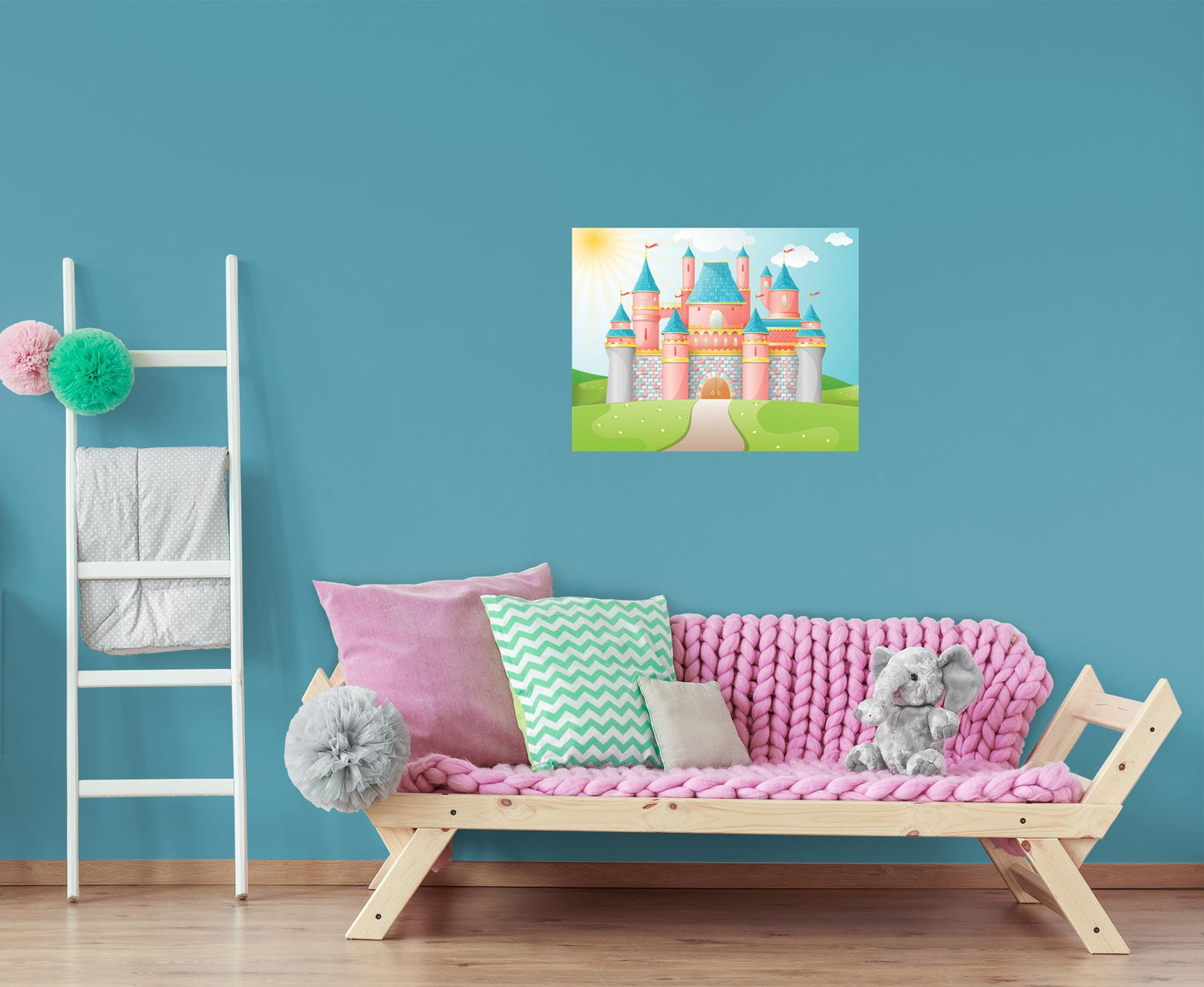 Nursery Princess:  Castle Part 2 Mural        -   Removable Wall   Adhesive Decal