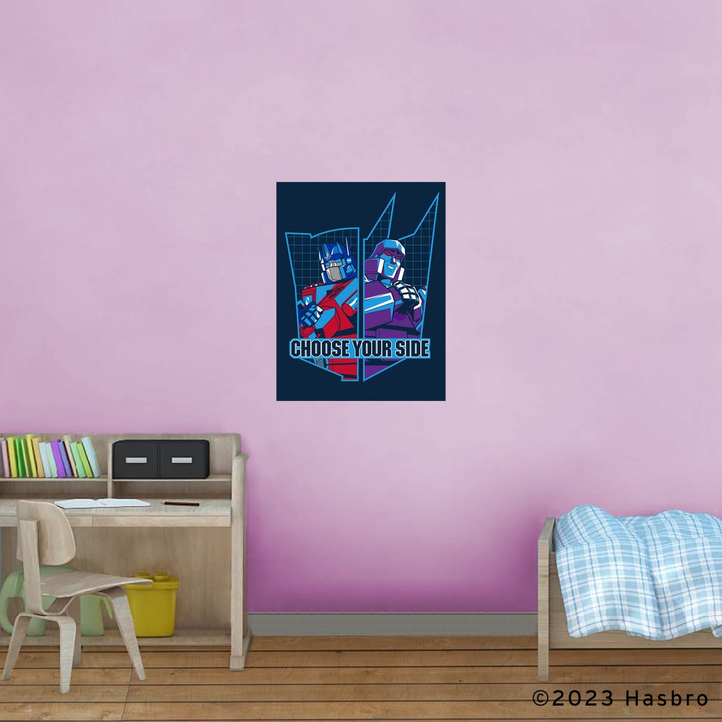 Transformers Classic: Optimus Prime & Megatron Choose Your Side Poster - Officially Licensed Hasbro Removable Adhesive Decal