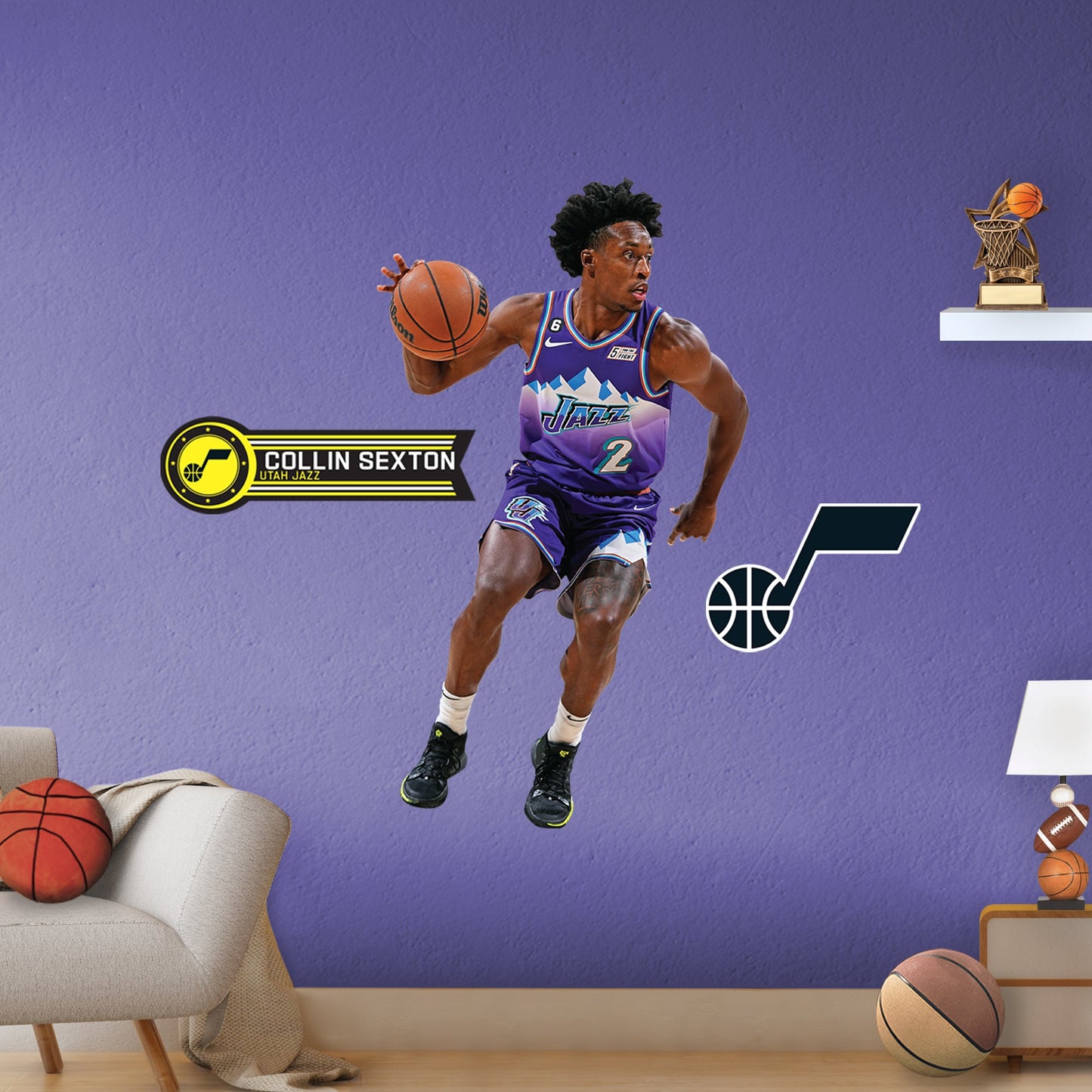 Utah Jazz: Collin Sexton Classic Jersey - Officially Licensed NBA Removable Adhesive Decal