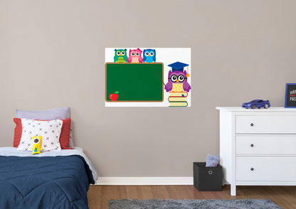 Nursery: Owl Red Apple Dry Erase        -   Removable Wall   Adhesive Decal