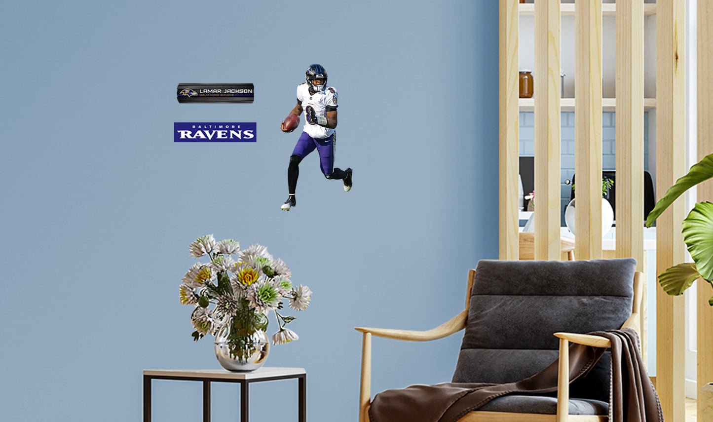 Baltimore Ravens: Lamar Jackson         - Officially Licensed NFL Removable Wall   Adhesive Decal