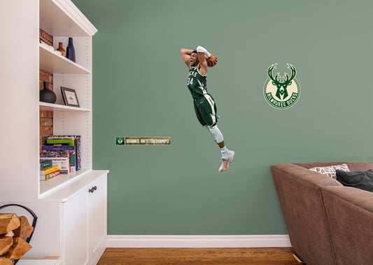 Milwaukee Bucks: Giannis Antetokounmpo  Dunking        - Officially Licensed NBA Removable Wall   Adhesive Decal