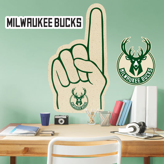 Milwaukee Bucks: Foam Finger - Officially Licensed NBA Removable Adhesive Decal