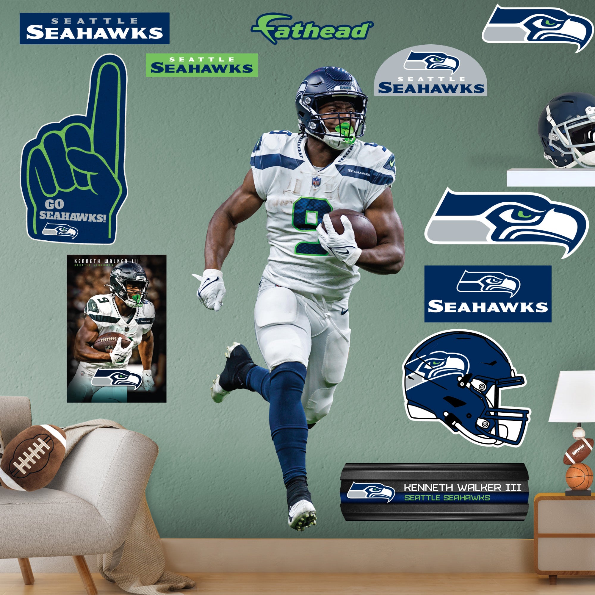 12x18 Seattle Seahawks Jersey 12 Stick Flag