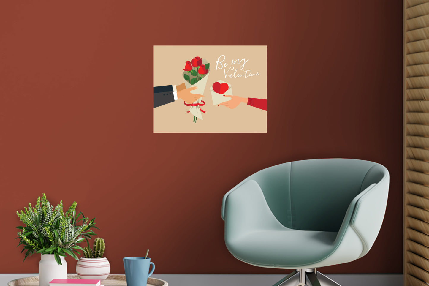 Valentine's Day:  Be My Valentine Mural        -   Removable     Adhesive Decal