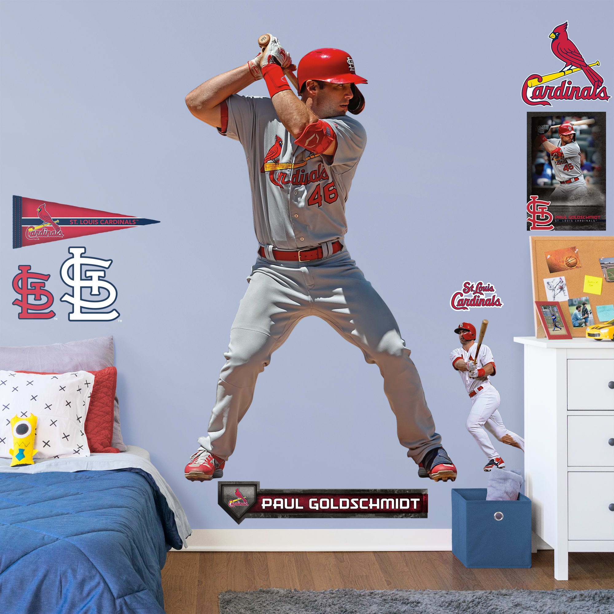 Paul Goldschmidt for St Louis Cardinals - MLB Removable Wall Decal Giant Athlete + 2 Wall Decals 31W x 51H
