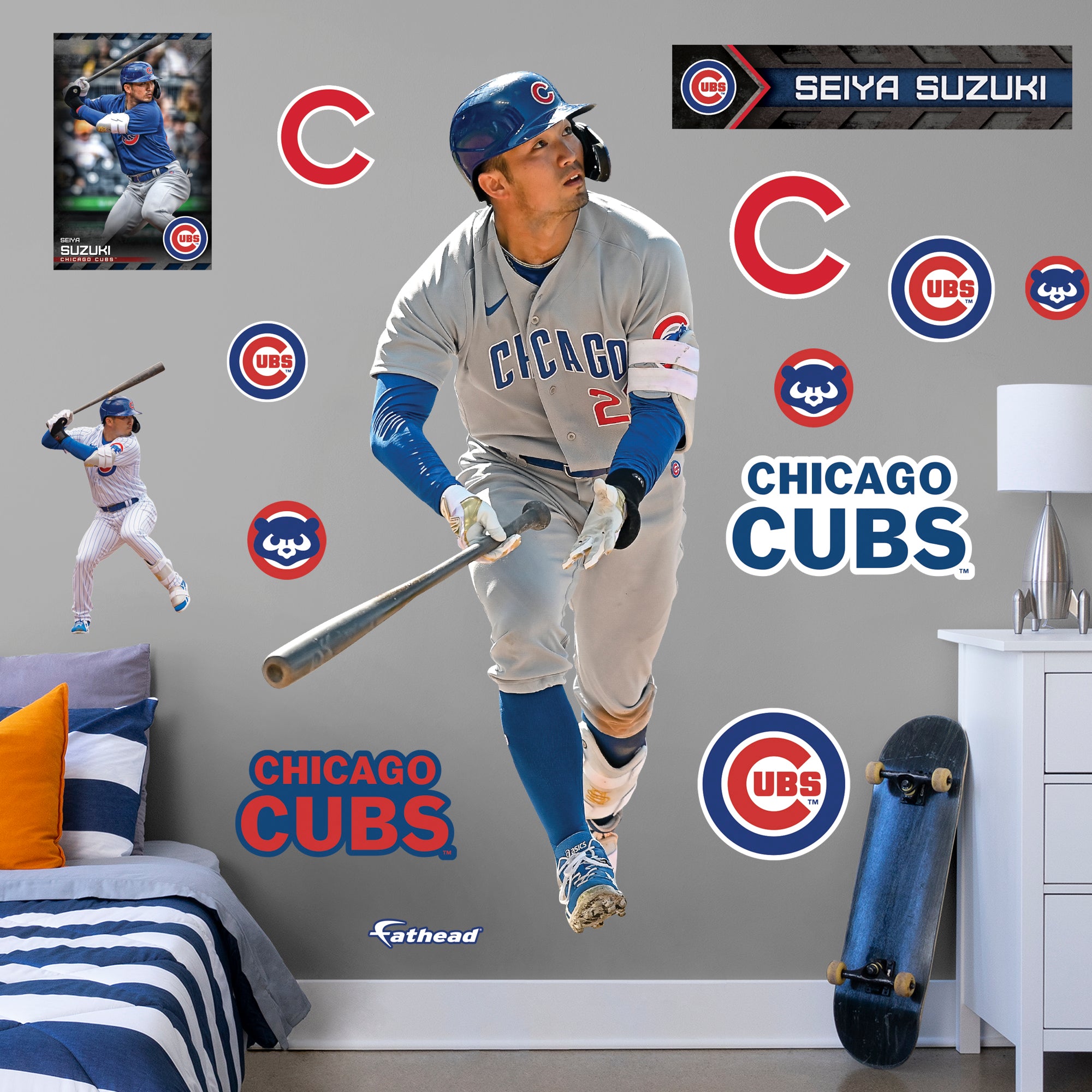Men's Chicago Cubs #27 Seiya Suzuki Blue Stitched MLB Flex Base