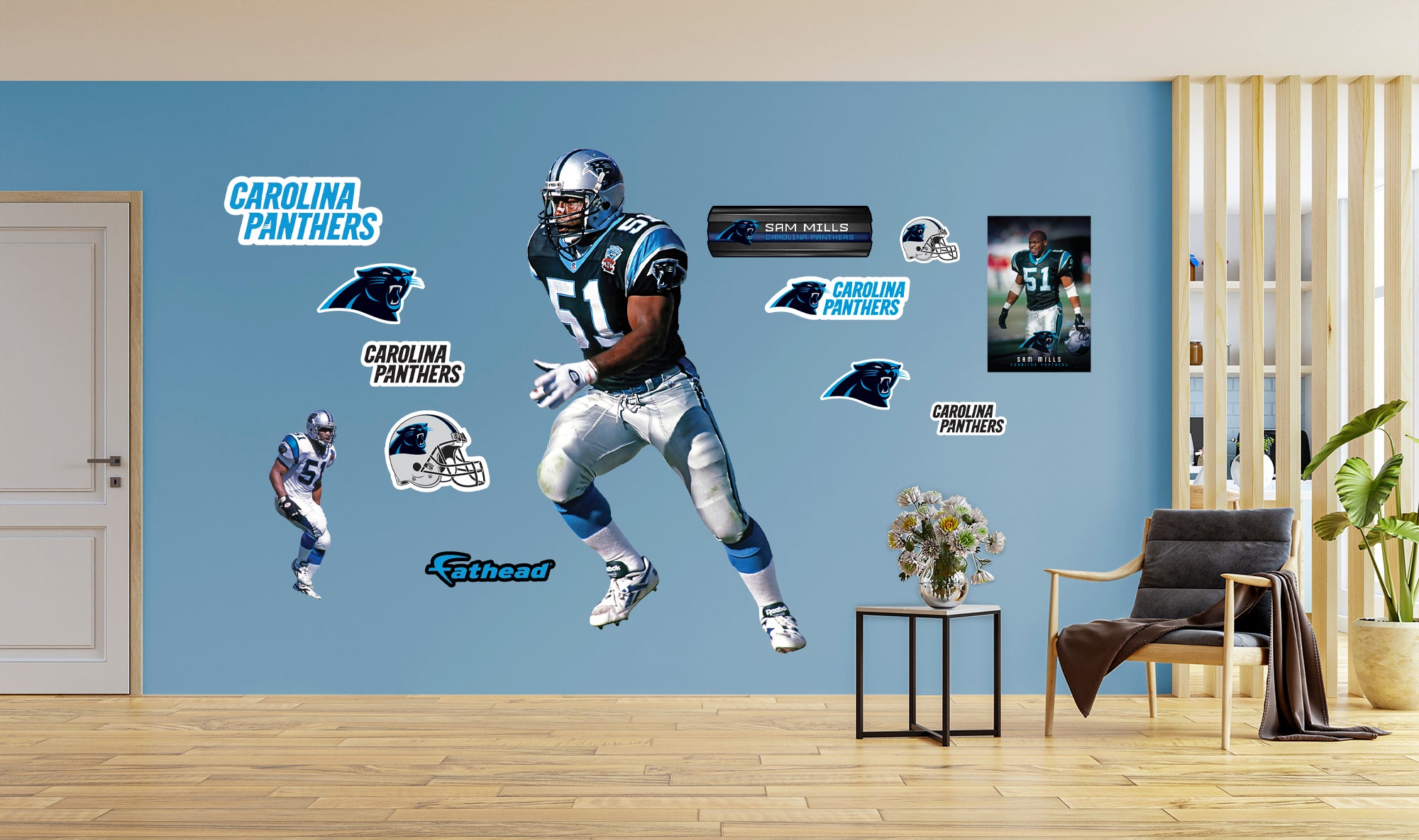 Carolina Panthers: Sam Mills 2021 Legend - NFL Removable Wall Adhesive Wall Decal Large