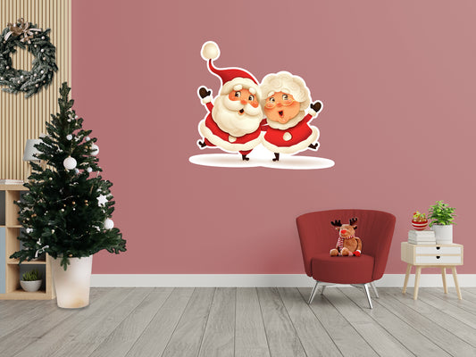 Christmas: Mr and Mrs Claus Die-Cut Character - Removable Adhesive Decal