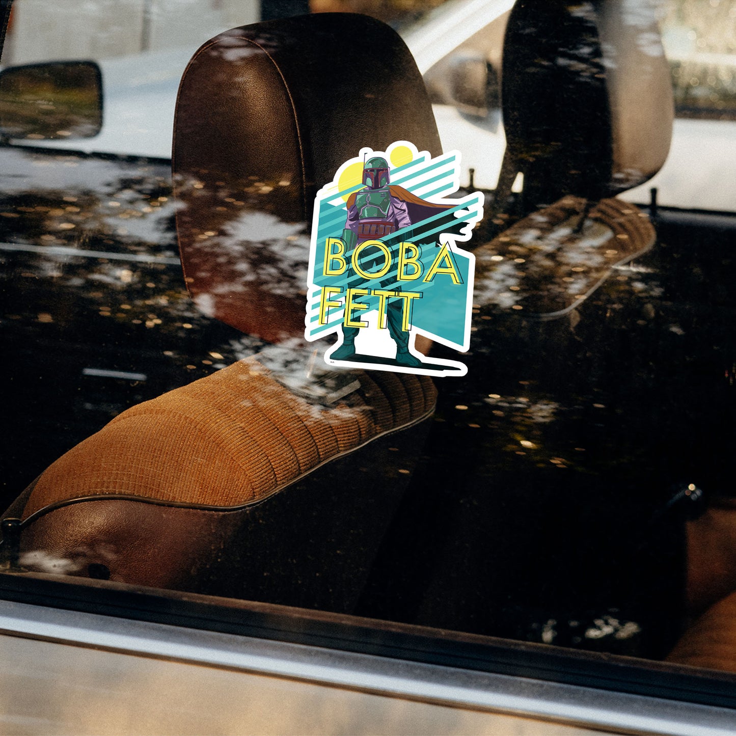 Boba Fett Neon Lines Window Cling        - Officially Licensed Star Wars Removable Window   Static Decal