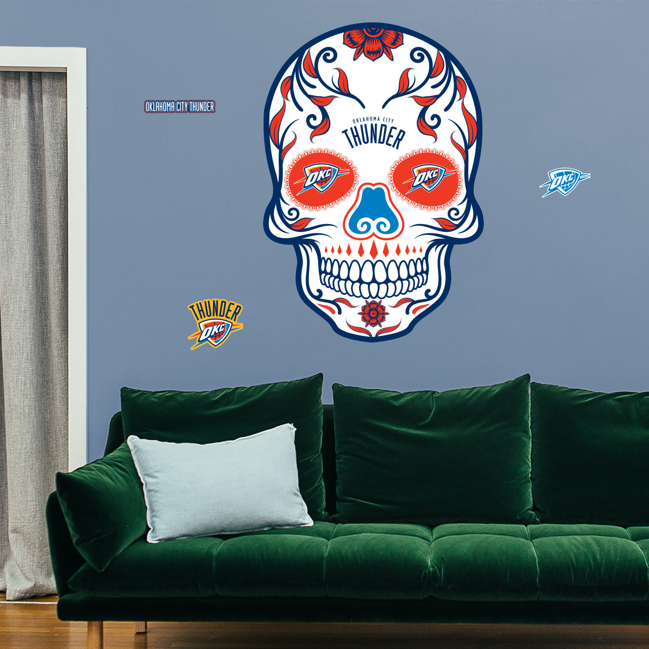 Oklahoma City Thunder: Skull - Officially Licensed NBA Removable Adhesive Decal