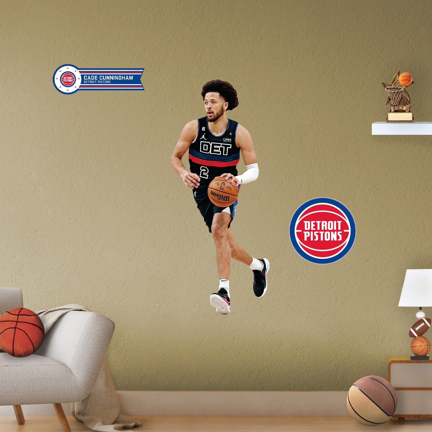 Detroit Pistons: Cade Cunningham City Jersey - Officially Licensed NBA Removable Adhesive Decal